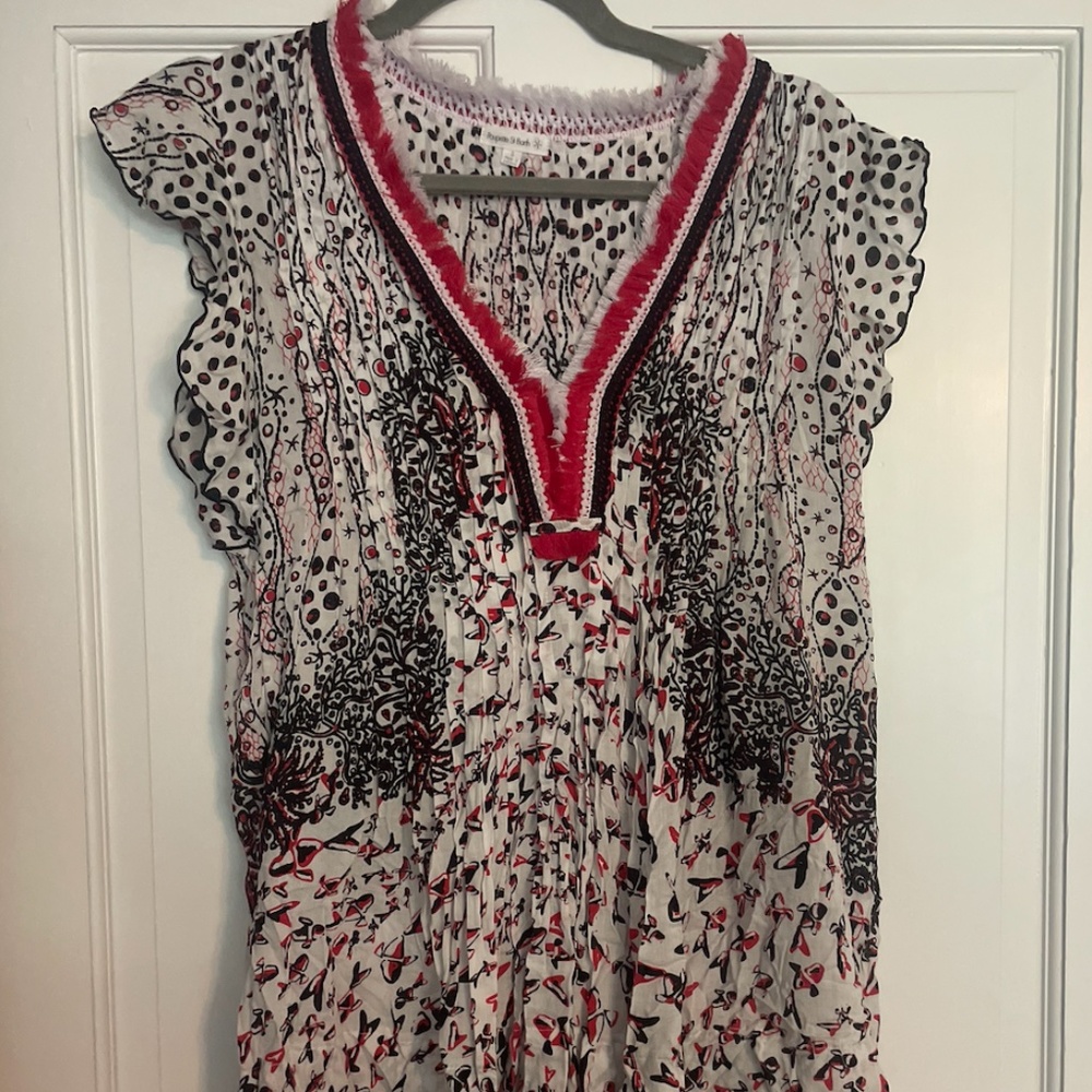 Poupette St Barth Black and Red Mini Dress Small